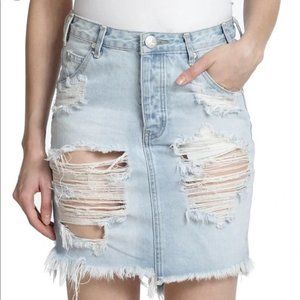 One Teaspoon 2020 Distressed Denim Fringe Skirt sz 29